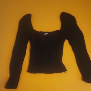 Reformation Black Puff Sleeve Blouse